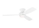 IKON 52" DIMMABLE INTEGRATED LED INDOOR MATTE WHITE HUGGER CEILING FAN WITH LIGHT KIT, REMOTE CONTROL AND MANUAL REVERSIBLE MOTOR 