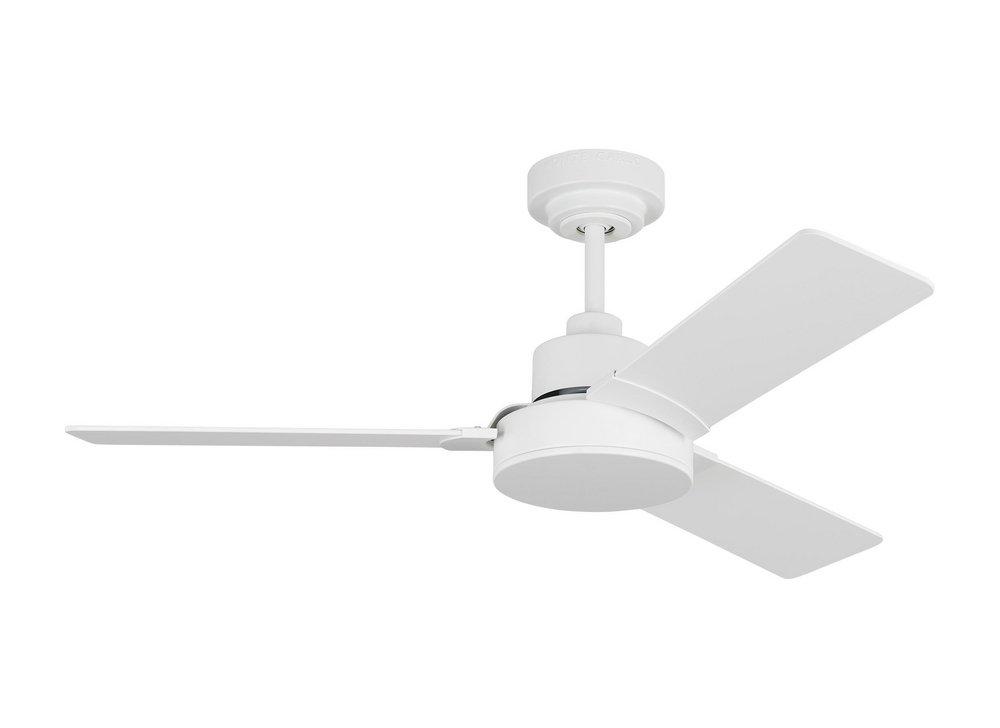 JOVIE 44" INDOOR/OUTDOOR MATTE WHITE CEILING FAN WITH WALL CONTROL AND MANUAL REVERSIBLE MOTOR 