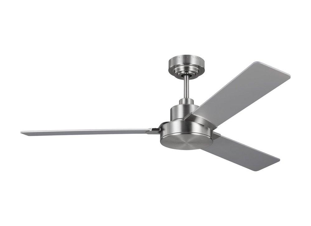 JOVIE 52" INDOOR/OUTDOOR BRUSHED STEEL CEILING FAN WITH WALL CONTROL AND MANUAL REVERSIBLE MOTOR 