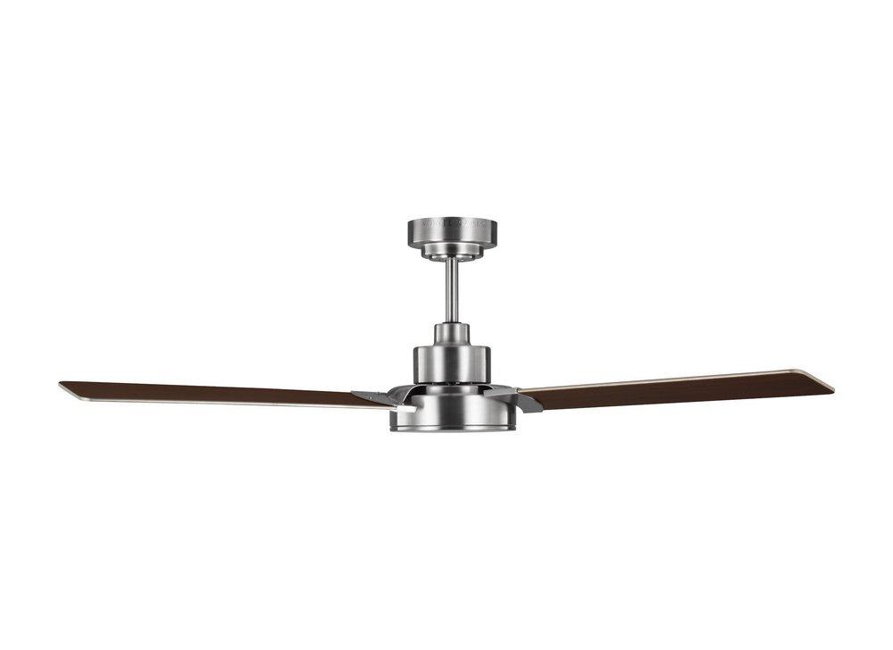 JOVIE 52" INDOOR/OUTDOOR BRUSHED STEEL CEILING FAN WITH WALL CONTROL AND MANUAL REVERSIBLE MOTOR 