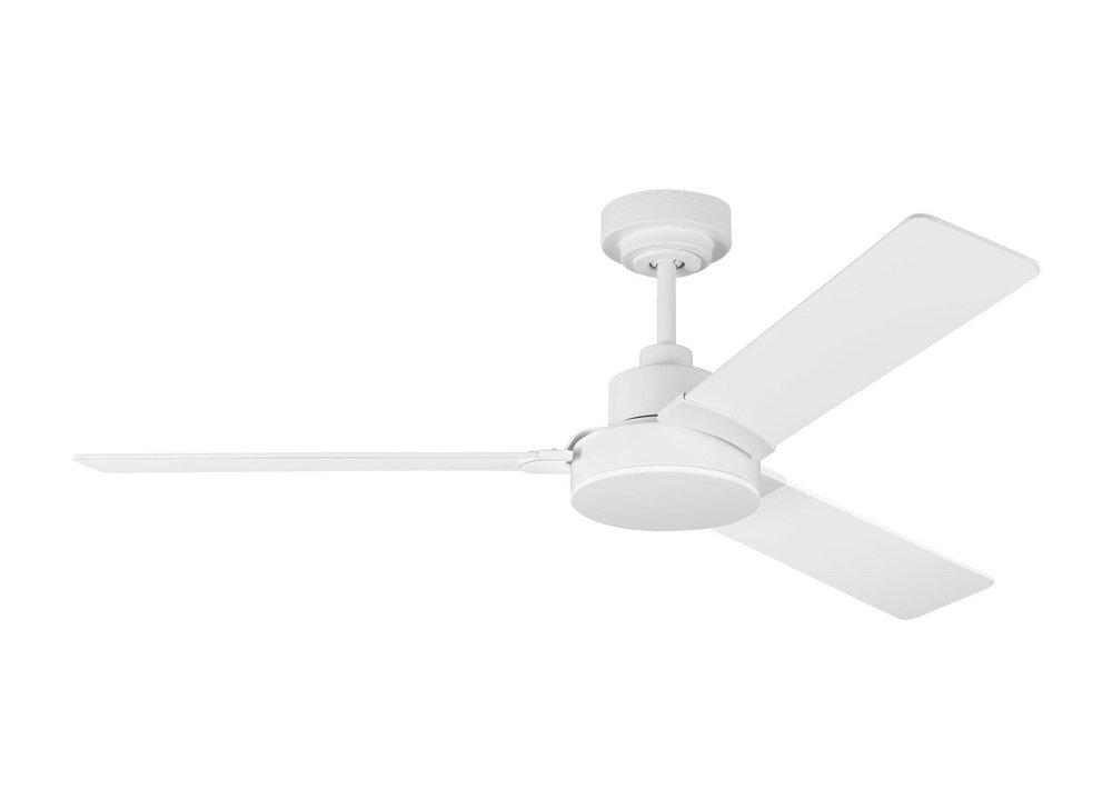 JOVIE 52" INDOOR/OUTDOOR MATTE WHITE CEILING FAN WITH WALL CONTROL AND MANUAL REVERSIBLE MOTOR 