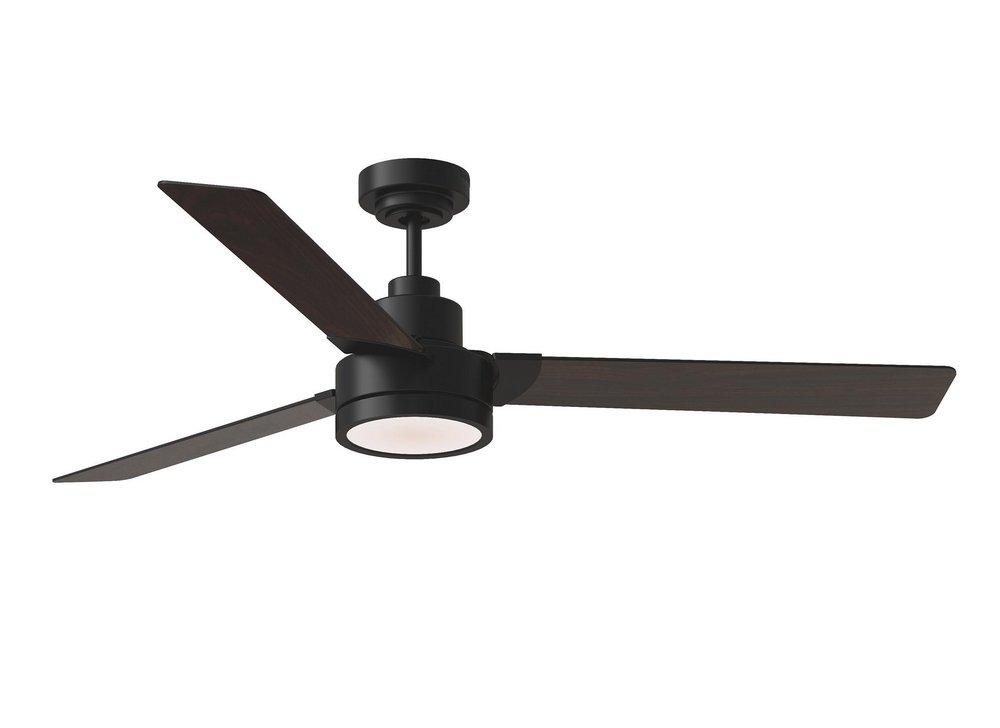 JOVIE 58" DIMMABLE INDOOR/OUTDOOR INTEGRATED LED MIDNIGHT BLACK CEILING FAN WITH LIGHT KIT, HANDHELD / WALL MOUNTABLE REMOTE CONTROL AND REVERSIBLE MOTOR 
