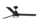 JOVIE 58" DIMMABLE INDOOR/OUTDOOR INTEGRATED LED MIDNIGHT BLACK CEILING FAN WITH LIGHT KIT, HANDHELD / WALL MOUNTABLE REMOTE CONTROL AND REVERSIBLE MOTOR 