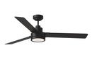 JOVIE 58" DIMMABLE INDOOR/OUTDOOR INTEGRATED LED MIDNIGHT BLACK CEILING FAN WITH LIGHT KIT, HANDHELD / WALL MOUNTABLE REMOTE CONTROL AND REVERSIBLE MOTOR 