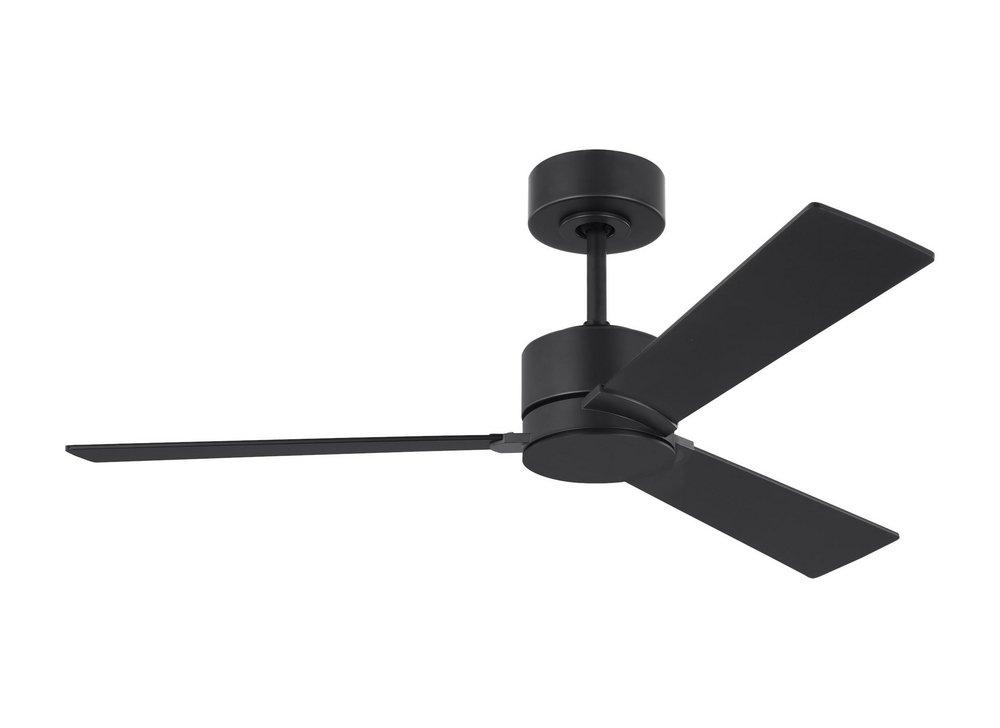 ROZZEN 44" INDOOR/OUTDOOR MIDNIGHT BLACK CEILING FAN WITH HANDHELD REMOTE CONTROL AND REVERSIBLE MOTOR 