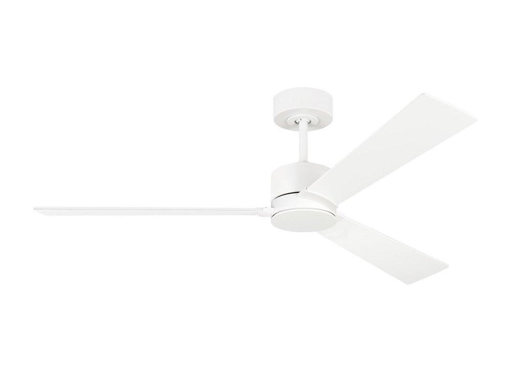 ROZZEN 52" INDOOR/OUTDOOR MATTE WHITE CEILING FAN WITH HANDHELD REMOTE CONTROL AND REVERSIBLE MOTOR 