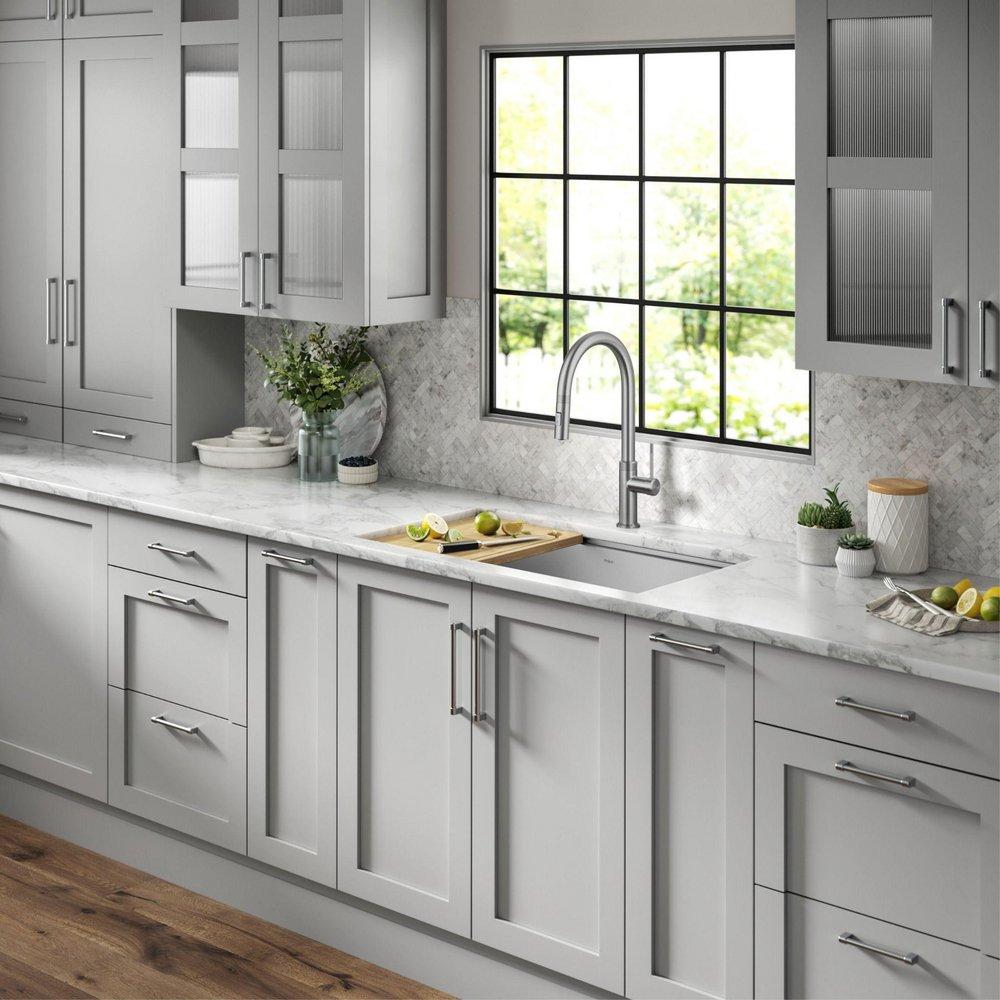 Kraus Spot Free Stainless Steel Single Handle Pull Down Kitchen Faucet 