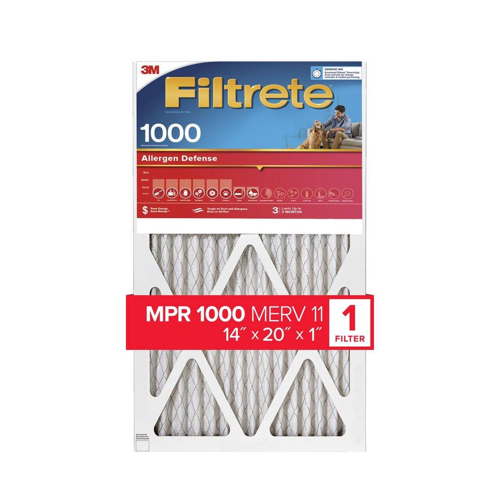 FILTRETE ALLERGEN DEFENSE AIR FILTER 1000 MPR 9805-4 14 IN X 20 IN X 1 IN 355 CM X 508 CM X 25 CM 