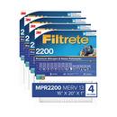 FILTRETE HIGH PERFORMANCE AIR FILTER 2200 MPR EA00-4 16 IN X 20 IN X 1 IN 40.6 CM X 50.8 CM X 2.5 CM 