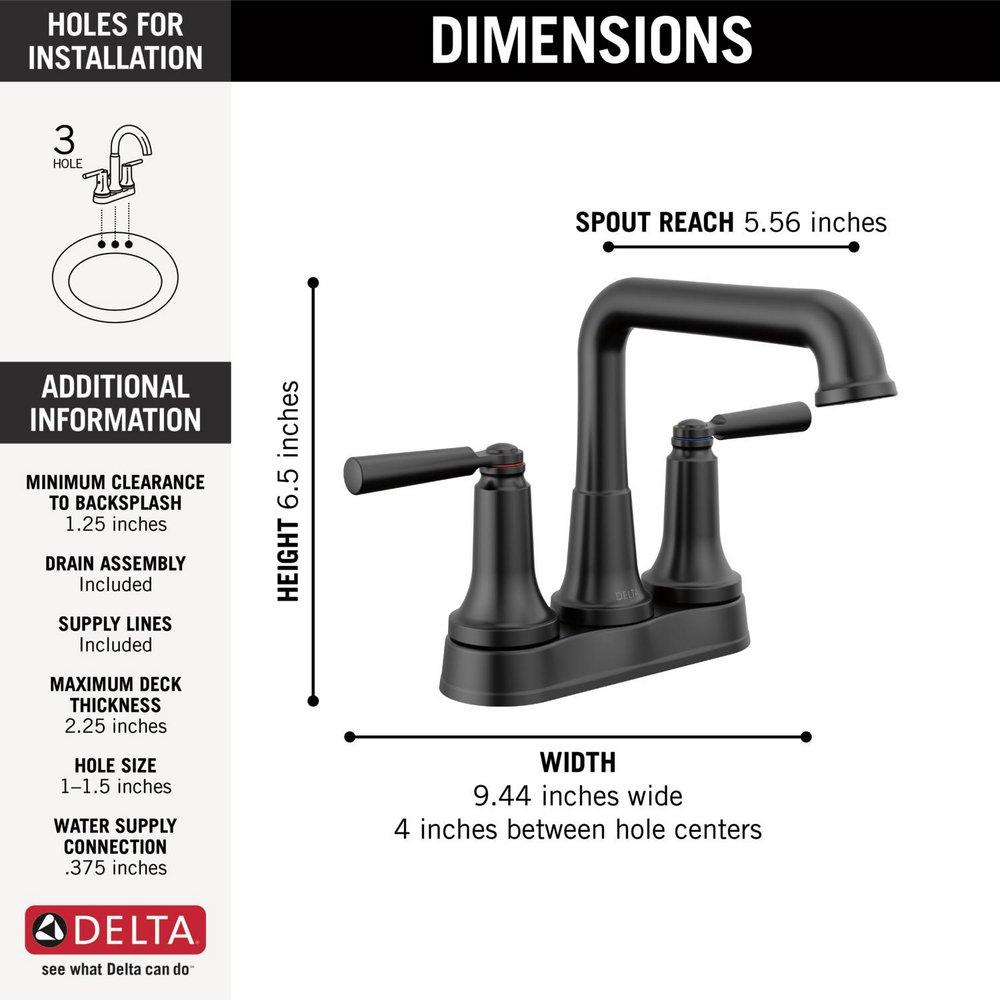 Two Handle Centerset Bathroom Sink Faucet in Matte Black 