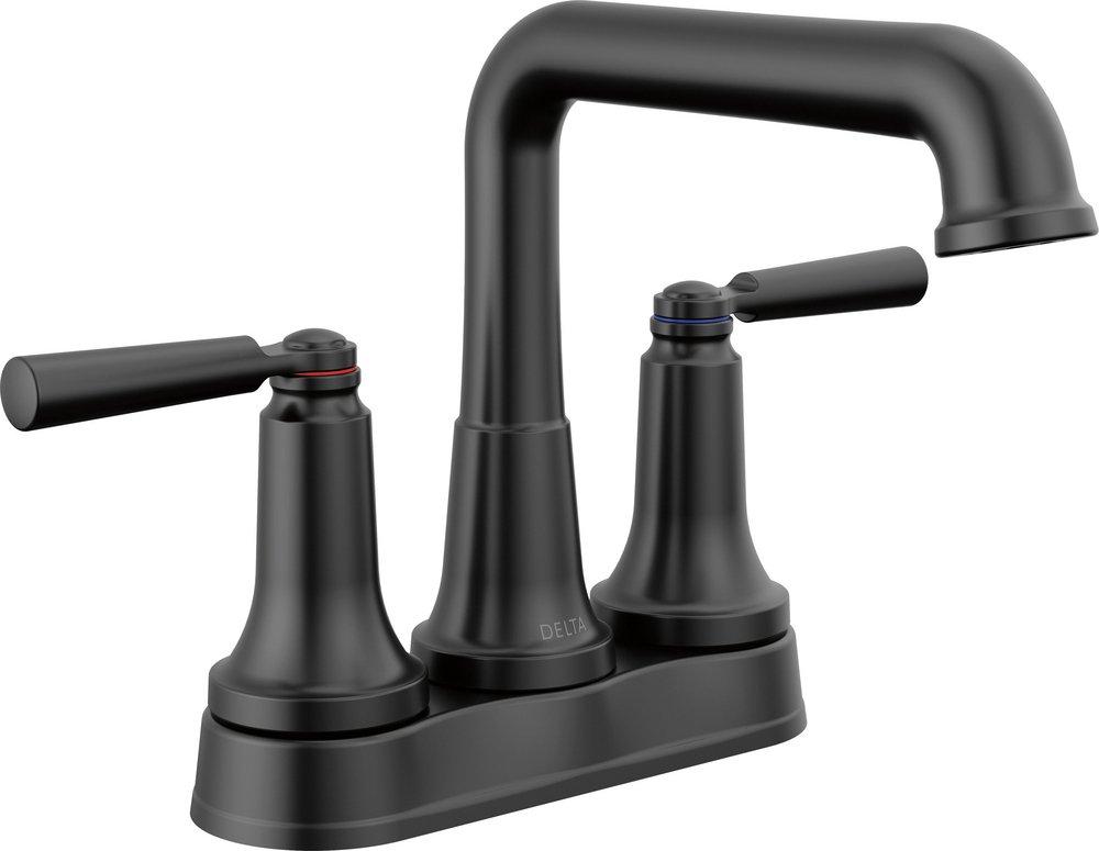 Two Handle Centerset Bathroom Sink Faucet in Matte Black 