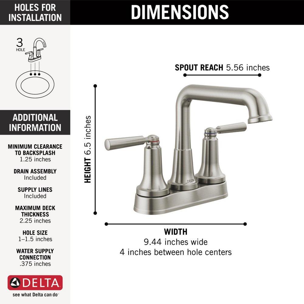 Delta Faucet Brilliance Stainless Two Handle Centerset Bathroom Sink Faucet 