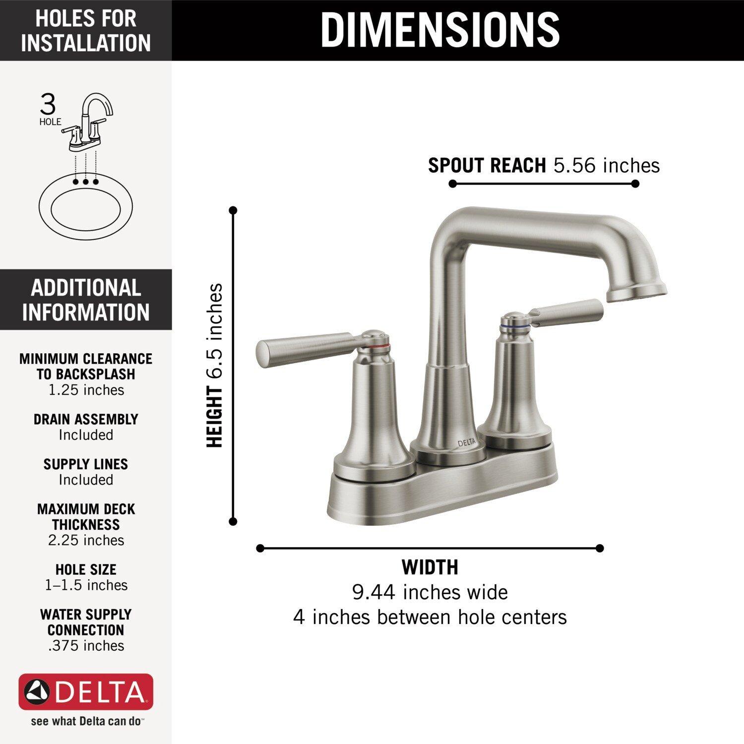 Delta Faucet Brilliance Stainless Two Handle Centerset Bathroom Sink Faucet 