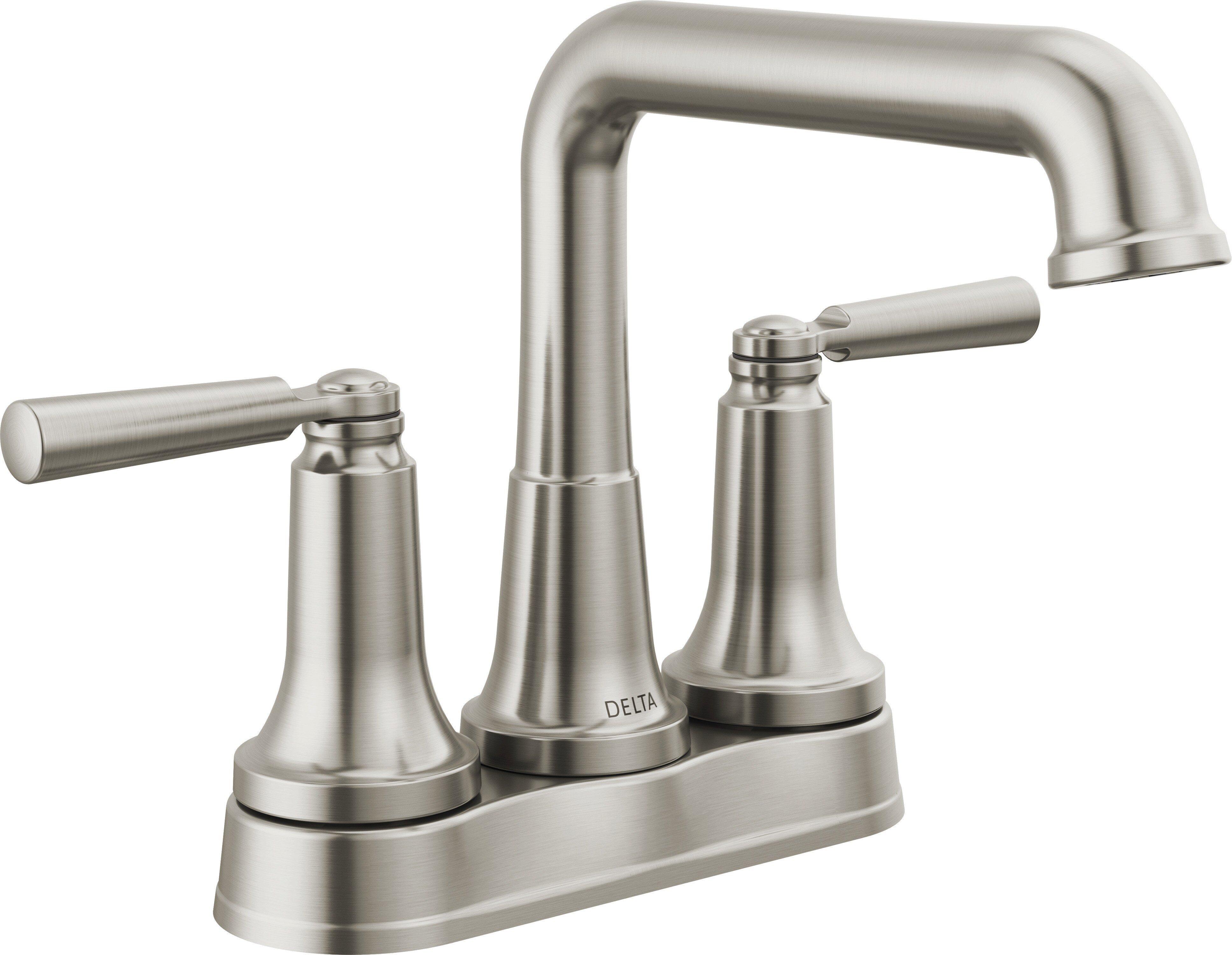 Delta Faucet Brilliance Stainless Two Handle Centerset Bathroom Sink Faucet 
