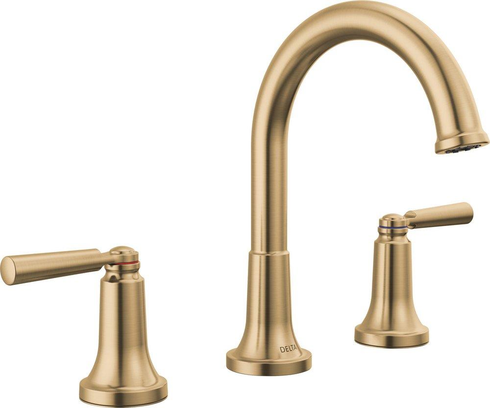 Delta Faucet Two Handle Widespread Bathroom Sink Faucet in Brilliance
