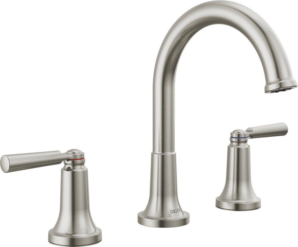 Delta Faucet Brilliance&reg; Stainless Two Handle Widespread Bathroom Sink Faucet 