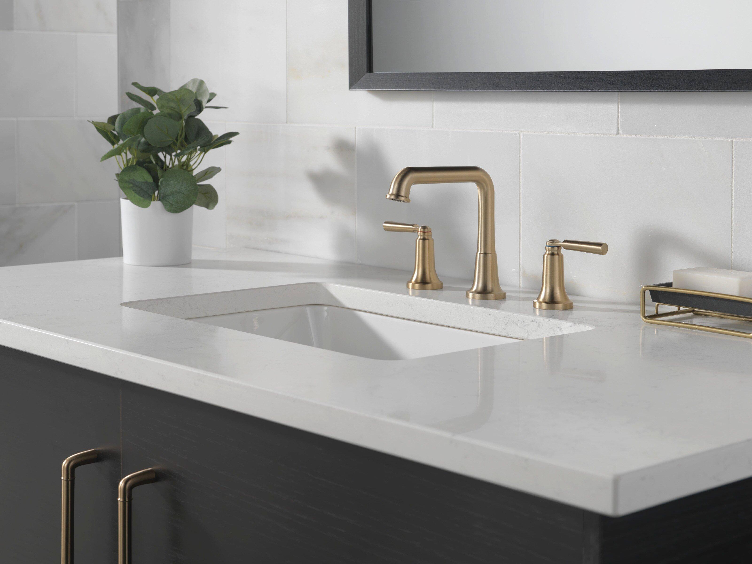 Delta Faucet Brilliance Champagne Bronze Two Handle Widespread Bathroom Sink Faucet 