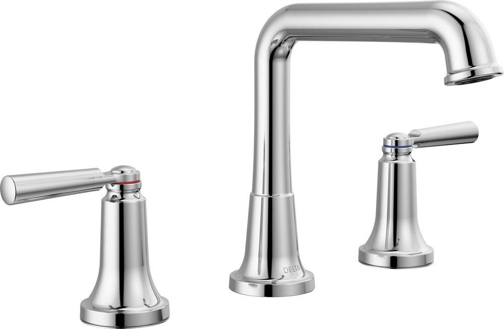 Delta Faucet Chrome Two Handle Widespread Bathroom Sink Faucet 