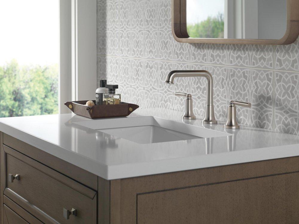 Delta Faucet Brilliance Stainless Two Handle Widespread Bathroom Sink Faucet 