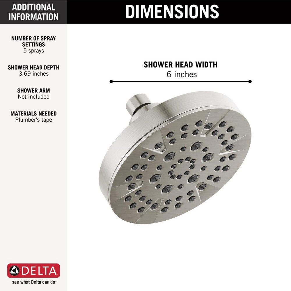 Delta Faucet Stainless Multi Function Full, Massage and Pause Showerhead 