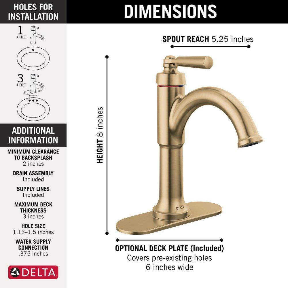 Delta Faucet Brilliance Champagne Bronze Single Handle Bathroom Sink Faucet 