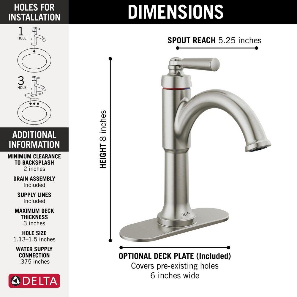Delta Faucet Brilliance&reg; Stainless Single Handle Bathroom Sink Faucet 