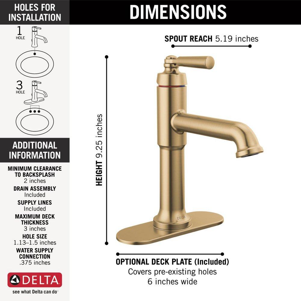 Delta Faucet Brilliance Champagne Bronze Single Handle Bathroom Sink Faucet 