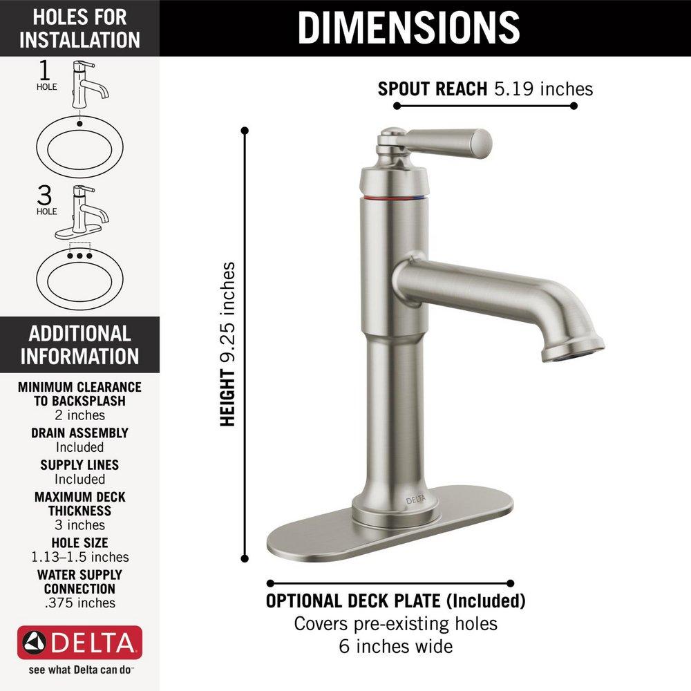 Delta Faucet Brilliance Stainless Single Handle Bathroom Sink Faucet 