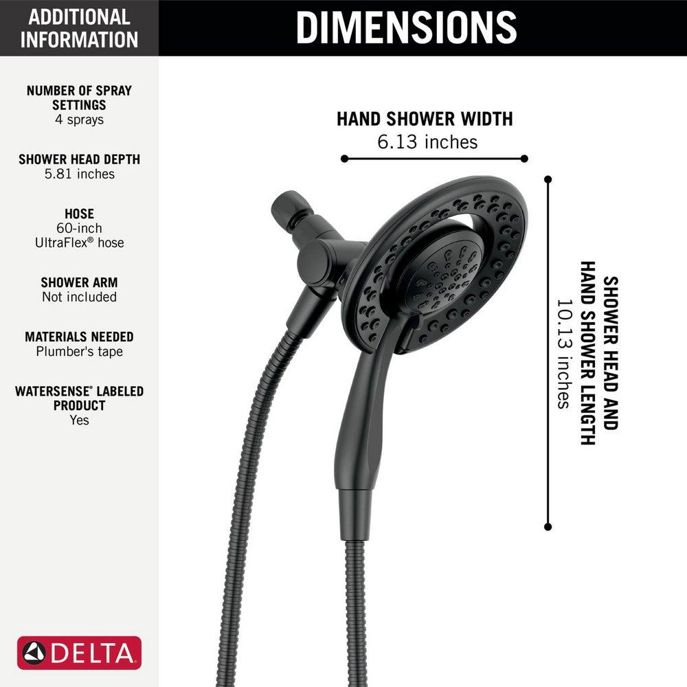 Delta Faucet Matte Black Multi Function Showerhead 