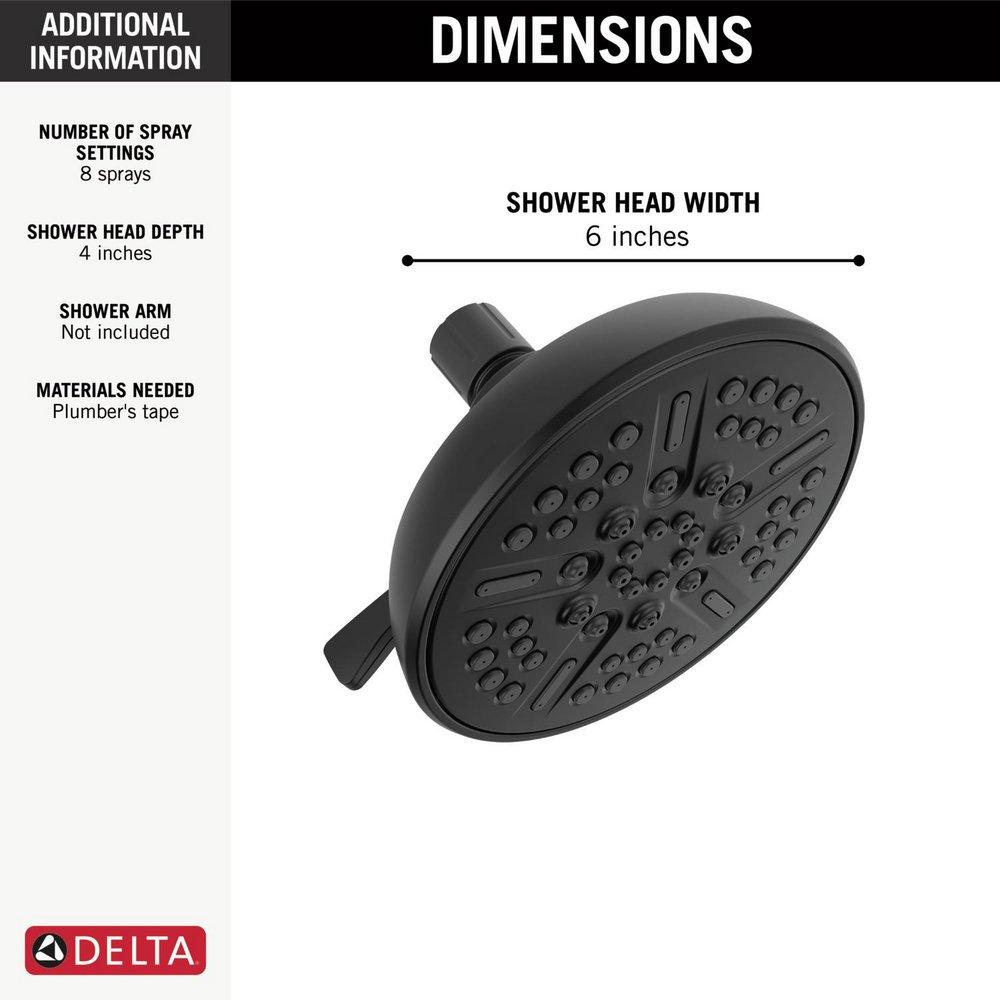 Delta Faucet Matte Black Multi Function Showerhead 