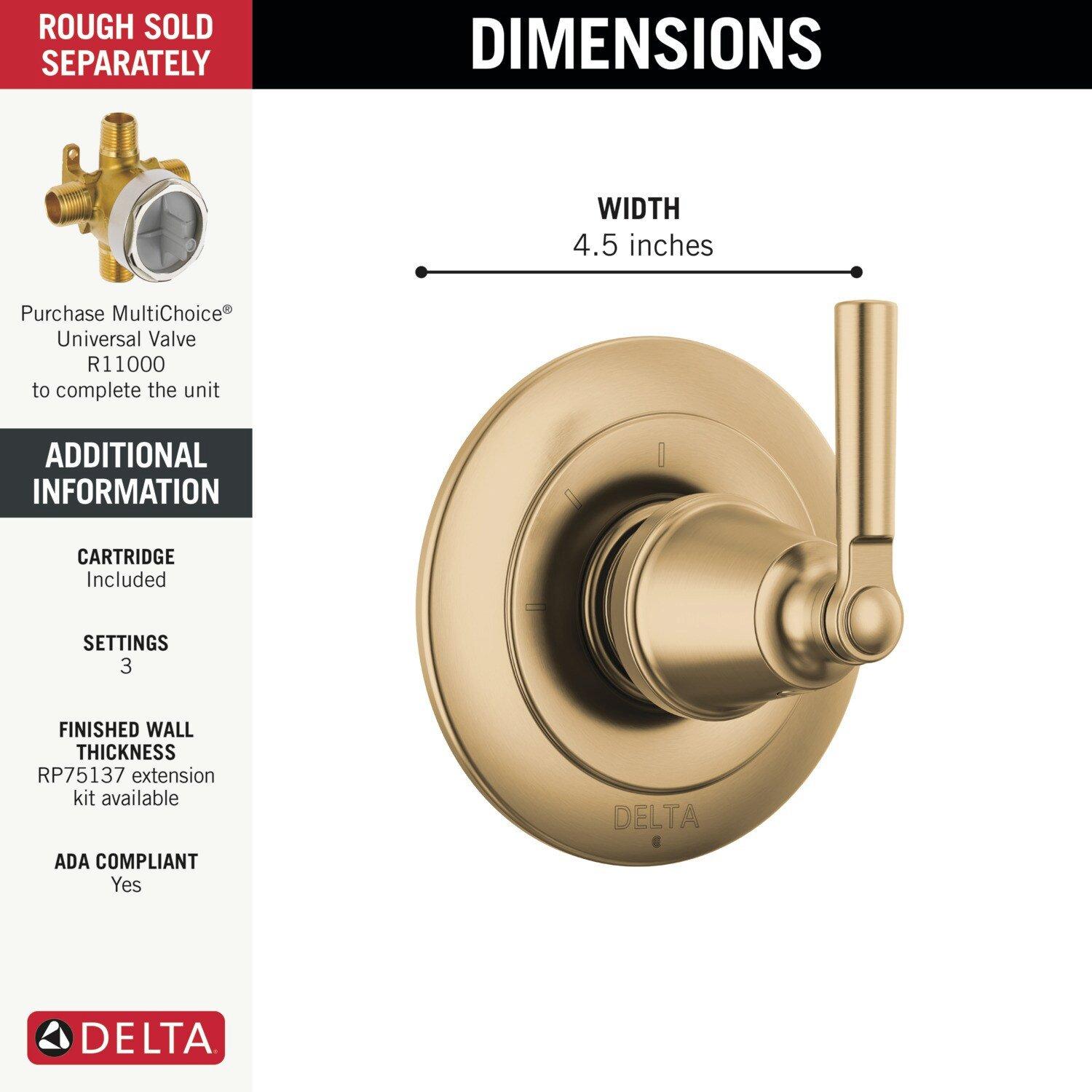 Delta Faucet Brilliance Champagne Bronze Single Handle Diverter Valve Trim 