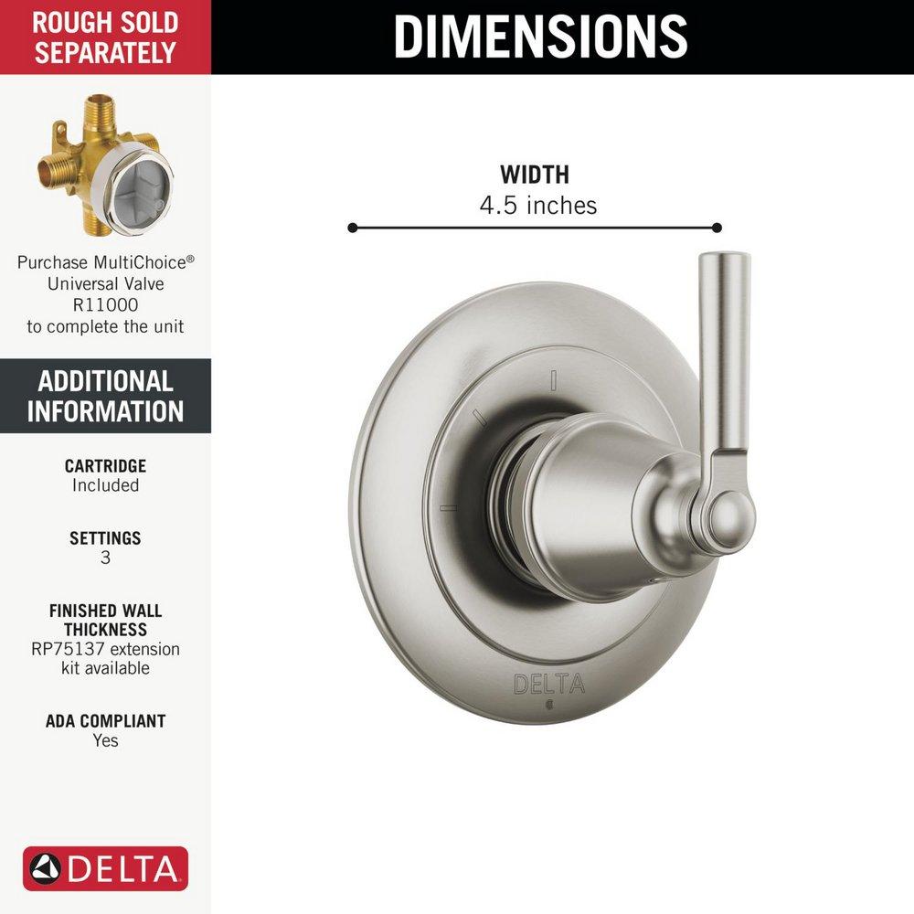 Delta Faucet Brilliance Stainless Single Handle Diverter Valve Trim 