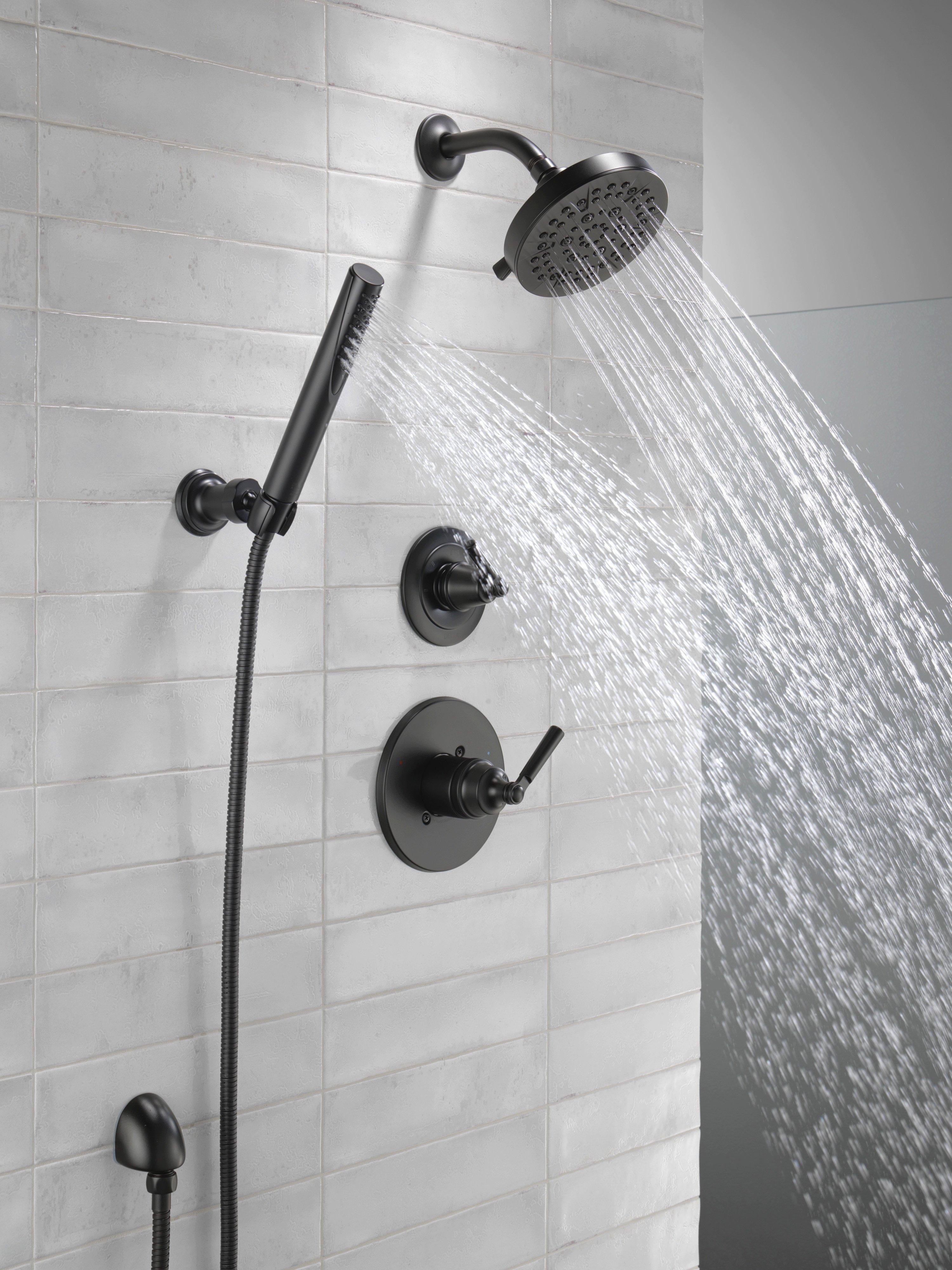 Delta Faucet Matte Black Single Handle Multi Function Shower Faucet (Trim Only) 
