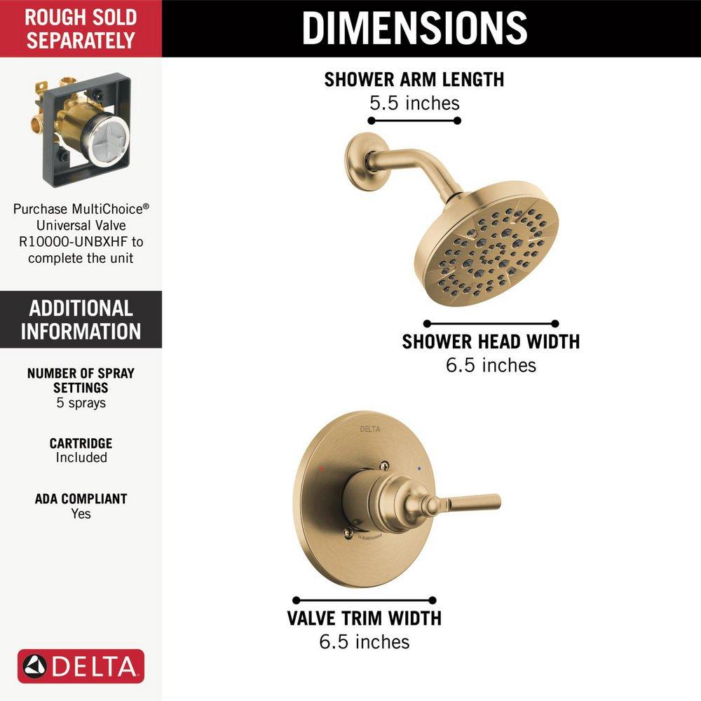 Delta Faucet Brilliance Champagne Bronze Single Handle Multi Function Shower Faucet (Trim Only) 