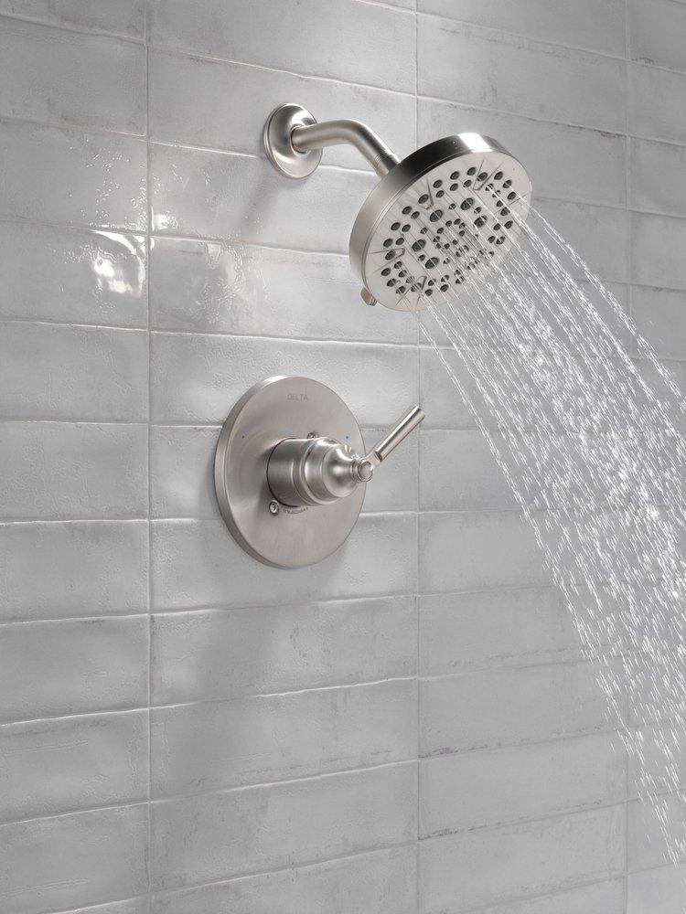Delta Faucet Brilliance&reg; Stainless Single Handle Multi Function Shower Faucet (Trim Only) 