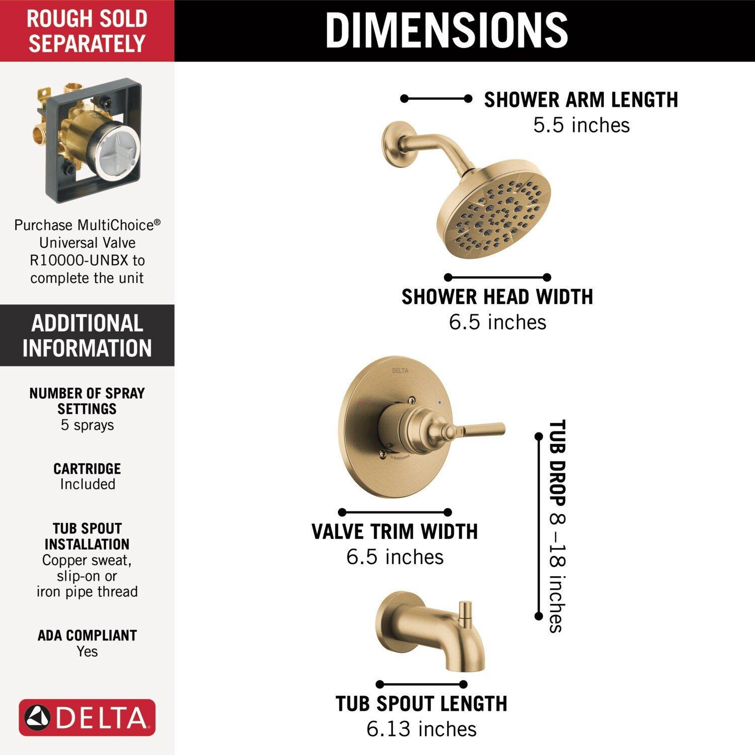 Delta Faucet Brilliance Champagne Bronze Single Handle Multi Function Bathtub & Shower Faucet (Trim Only) 