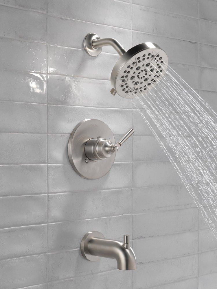 Delta Faucet Brilliance&reg; Stainless Single Handle Multi Function Bathtub & Shower Faucet (Trim Only) 
