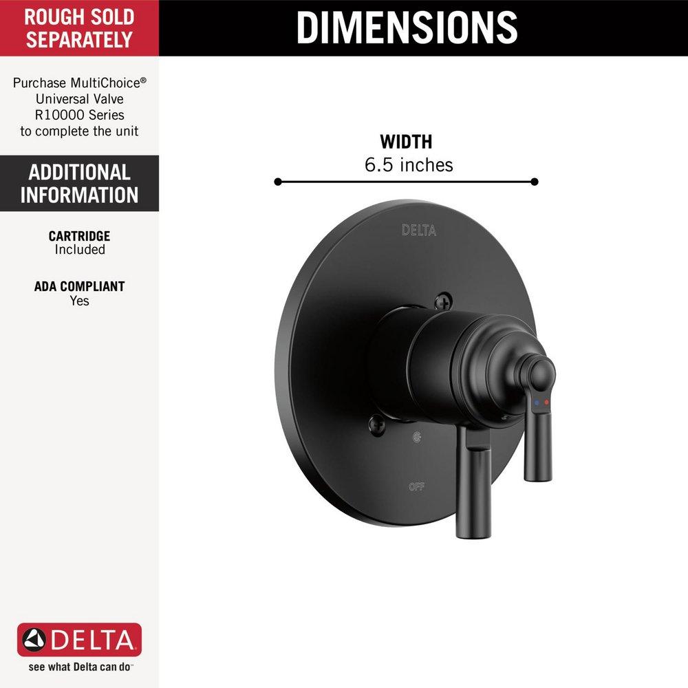 Delta Faucet Matte Black Two Handle Pressure Balancing Valve Trim 