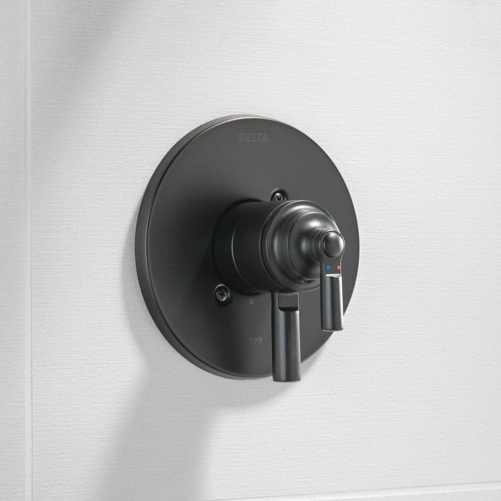 Delta Faucet Matte Black Two Handle Pressure Balancing Valve Trim 