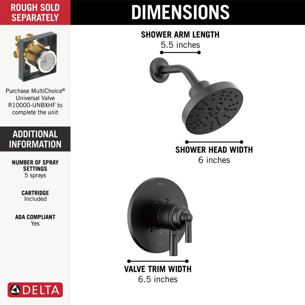 Delta Faucet Matte Black Single Handle Multi Function Shower Faucet (Trim Only) 