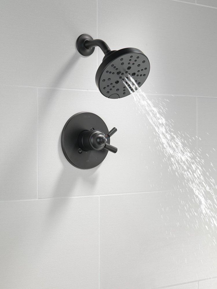 Delta Faucet Matte Black Single Handle Multi Function Shower Faucet (Trim Only) 