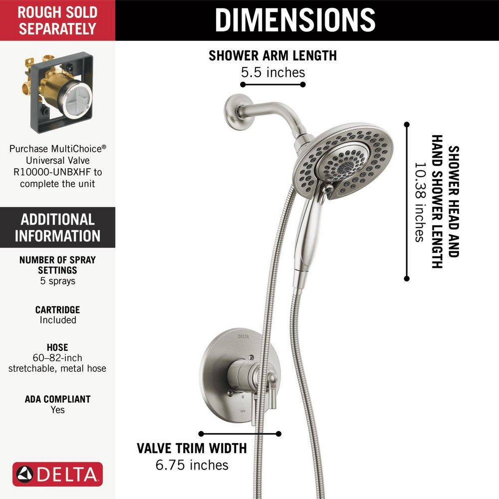 Delta Faucet Brilliance® Stainless Single Handle Multi Function Shower Faucet (Trim Only) 
