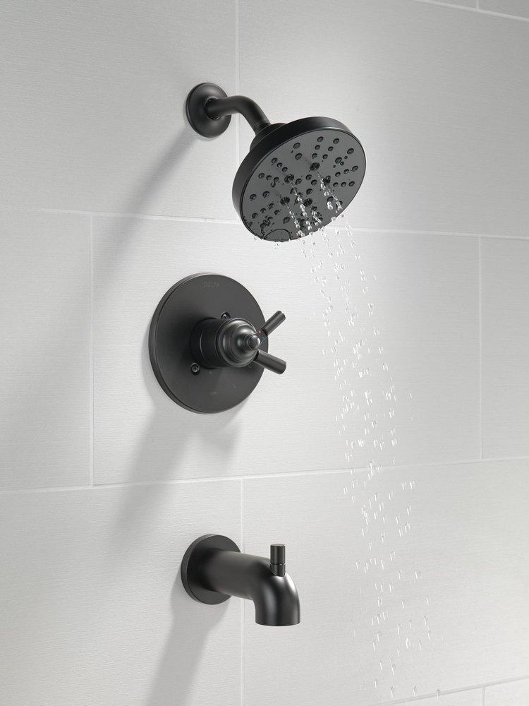 Delta Faucet Matte Black Single Handle Multi Function Bathtub & Shower Faucet (Trim Only) 
