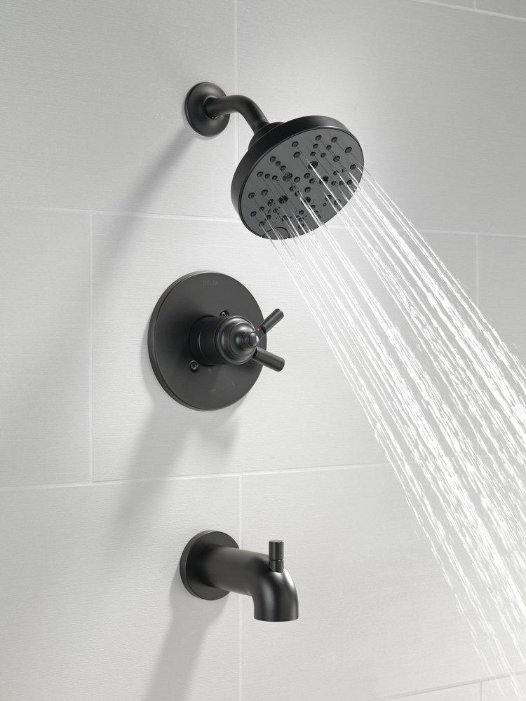 Delta Faucet Matte Black Single Handle Multi Function Bathtub & Shower Faucet (Trim Only) 