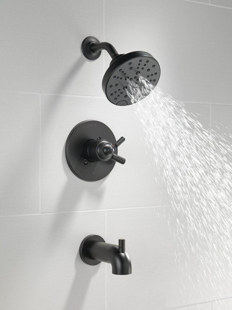 Delta Faucet Matte Black Single Handle Multi Function Bathtub & Shower Faucet (Trim Only) 