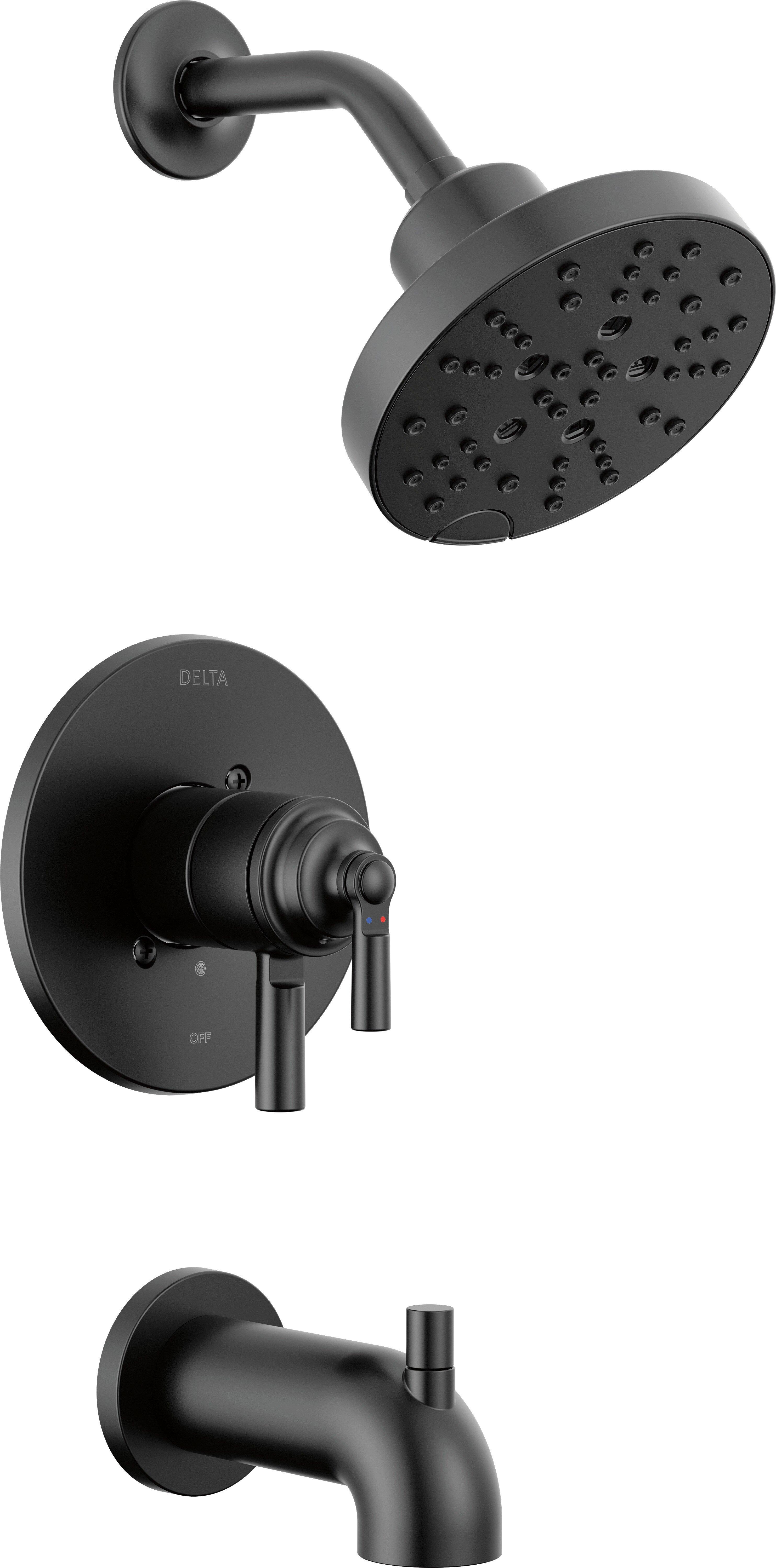 Delta Faucet Matte Black Single Handle Multi Function Bathtub & Shower Faucet (Trim Only) 