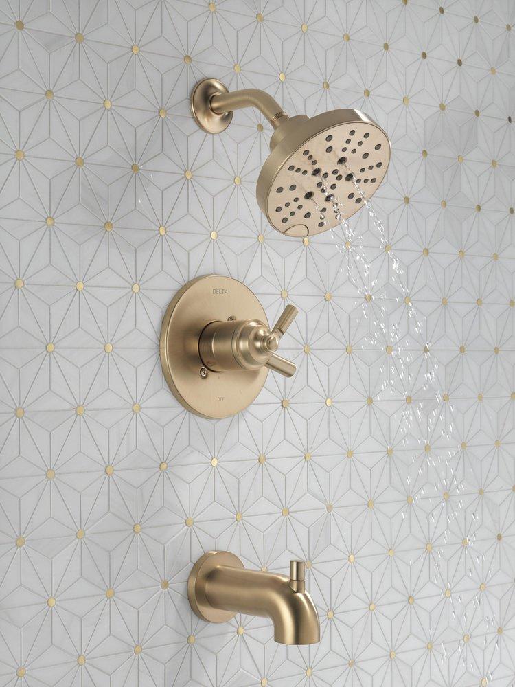 Delta Faucet Brilliance&reg; Champagne Bronze Single Handle Multi Function Bathtub & Shower Faucet (Trim Only) 