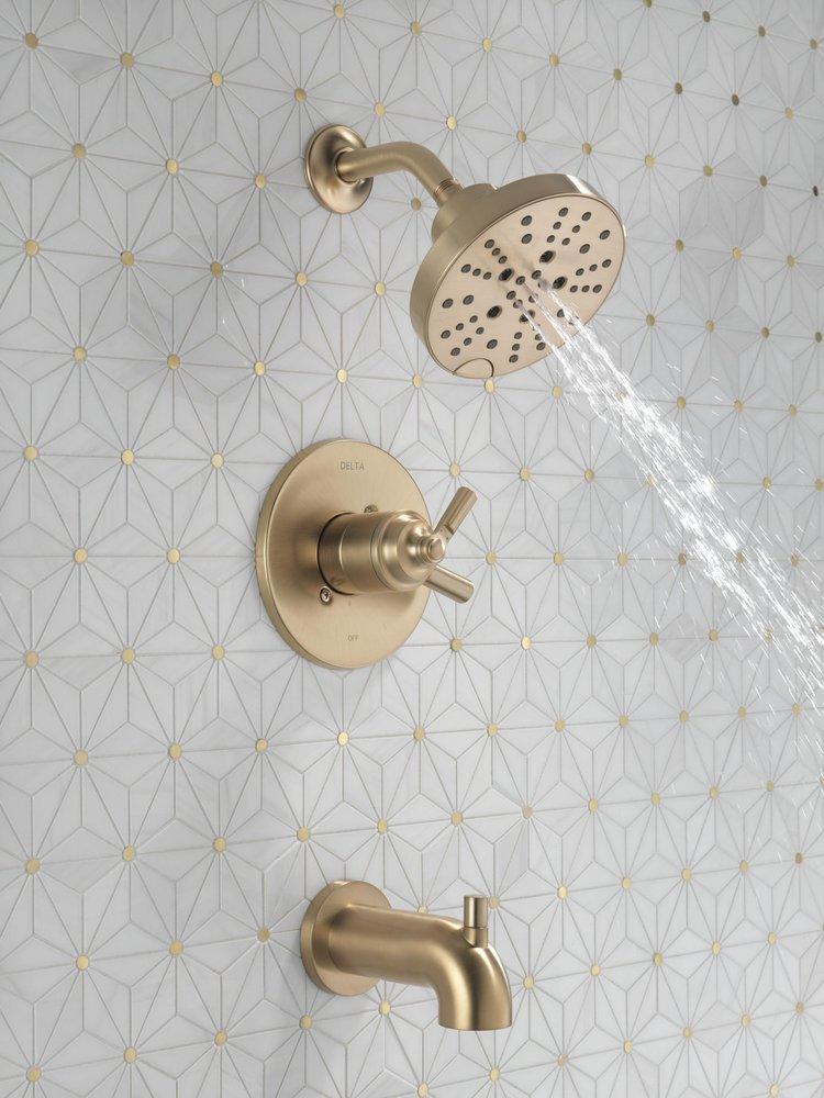 Delta Faucet Brilliance&reg; Champagne Bronze Single Handle Multi Function Bathtub & Shower Faucet (Trim Only) 