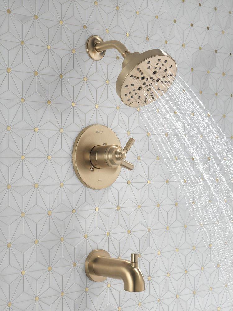 Delta Faucet Brilliance&reg; Champagne Bronze Single Handle Multi Function Bathtub & Shower Faucet (Trim Only) 