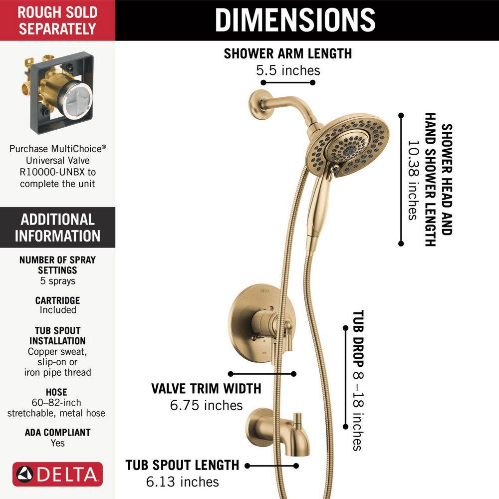 Delta Faucet Brilliance&reg; Champagne Bronze Single Handle Multi Function Bathtub & Shower Faucet (Trim Only) 